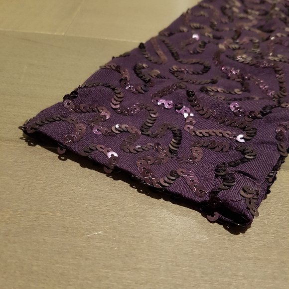 3/4 Sleeve Sequin Mini Party Dress Purple S - Picture 6 of 7